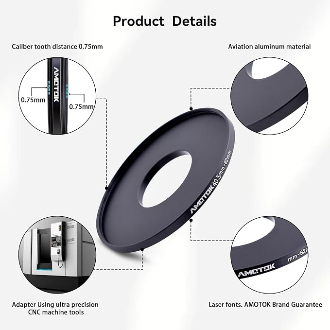 40.5mm Lens to 82mm Camera Lens Adapter, 40.5mm to 82mm Filter Step up Ring - Image 3
