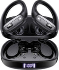 Wireless Earbuds with Ear Hooks, Running Headphones, Ear Buds for Sports | 80H Long Playtime, Noise Cancelling, Physical Button Control, LED Display, IPX7 Waterproof Workout Earphones, Black by Unknown