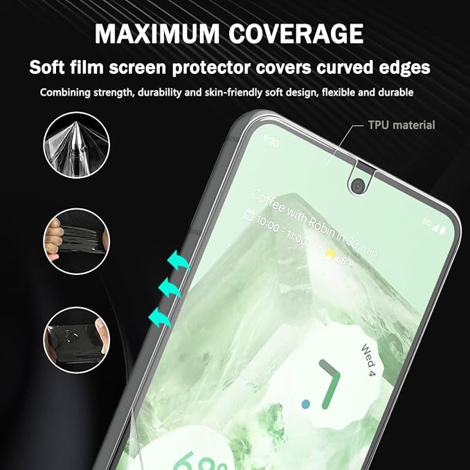 3+2 Pack Screen Protector for Google Pixel 8 Flexible TPU Film - Image 4