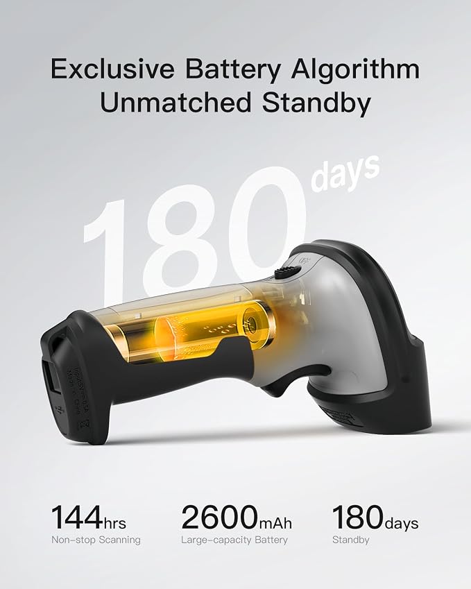 Inateck Bluetooth Barcode Scanner, 1 Charge 180 Days Standby, 115FT Range - Image 5