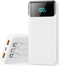 Portable Charger Power Bank 40800mAh with 3 Built-in Cables,25W Fast Phone Charging Portable Battery Pack,5 Outputs Travel Essentials Outdoor External Battery for iPhone 17/16,Galaxy Android etc-White by LanLuk