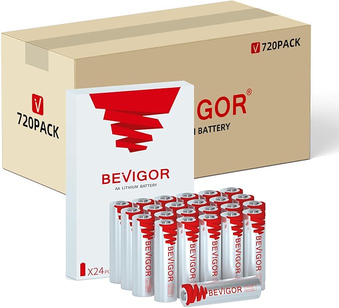 BEVIGOR Lithium AA Batteries, 720 Pack Lithium Iron Double A Battery by BEVIGOR