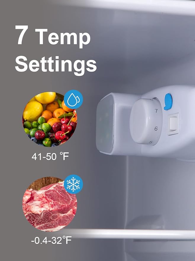 Top-Freezer Refrigerator 3.5 Cu.Ft Mini Fridge with Freezer 2 Door Silver | 7 Level Adjustable Thermostat Control , Lock Fresh,Low noise,Low Power Consumption - Image 2