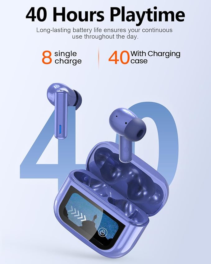 ZIUTY Wireless Earbuds, ANC ENC Noise Cancelling Ear Buds with Touch Screen | 40H Stereo Deep Bass, Bluetooth Headphones with Transparency Mode, IPX7 Waterproof, Clear Calls, 5 EQ for iOS Andoid,Darkblue - Image 6