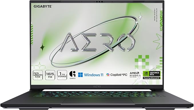 GIGABYTE AERO X16, Copilot+ PC - 165Hz 2560x1600 WQXGA - Manufactured by NVIDIA GeForce RTX 5070 - AMD Ryzen AI 9 HX 370-1TB SSD with 32GB DDR5 RAM - Windows 11 Home - Lunar White - 2WHA3USC64DH by Unknown