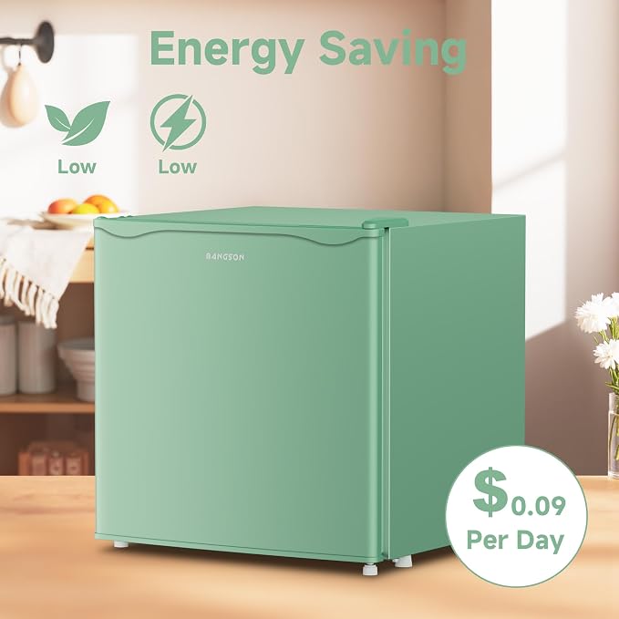 1.7 Cu.Ft Mini Fridge with Freezer for Dorm Office,Green | Compact Refrigerator Office, Energy Saving Small Fridge Reversible Single Door, Low Noise for Bedroom Small Apartment - Image 5