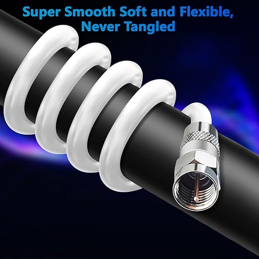 Elecan 50 Ft RG6 Coaxial Coax Cable Connectors Set, Quad Shielded High-Speed - Image 5