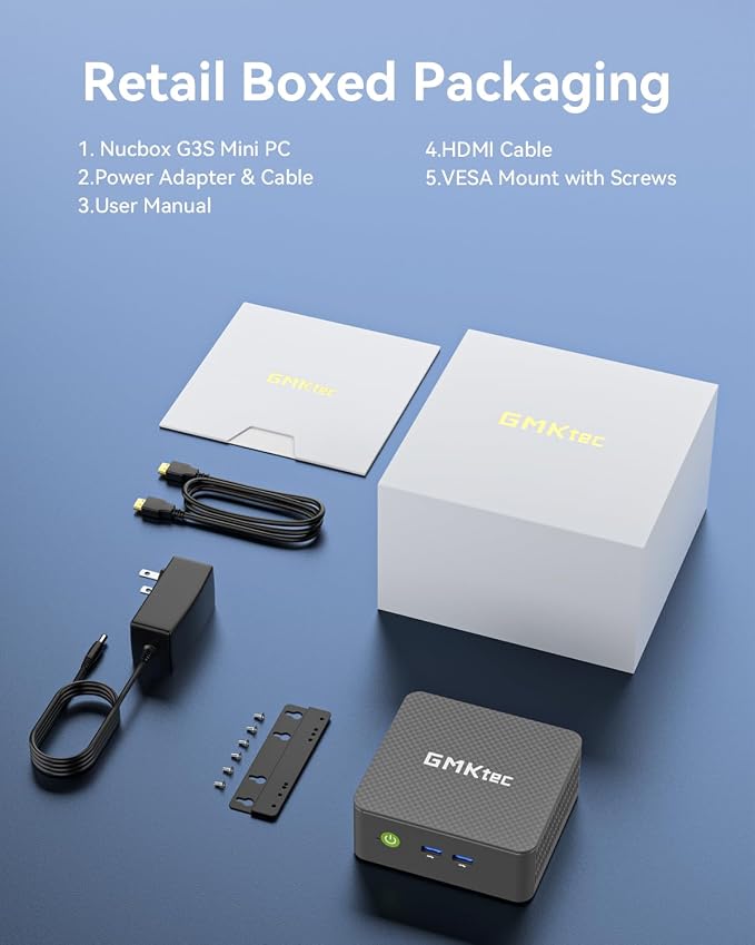 GMKtec G3S Mini PC Computers Intel N95 Processor (Turbo 3.4GHz) | 8GB DDR4 256GB SSD Desktop Computer 4K Dual HDMI Display/3x USB3.2/WiFi 5 BT5.0/RJ45 Ethernet - Image 9