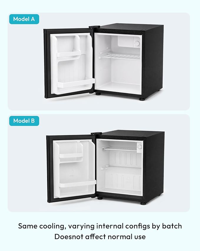 EUHOMY 1.7 Cu.Ft Mini Fridge, Reversible Single Door Compact Refrigerator, Adjustable Thermostat, Energy Saving, Mini Fridge for Bedroom, Office, Dorm, Black - Image 2