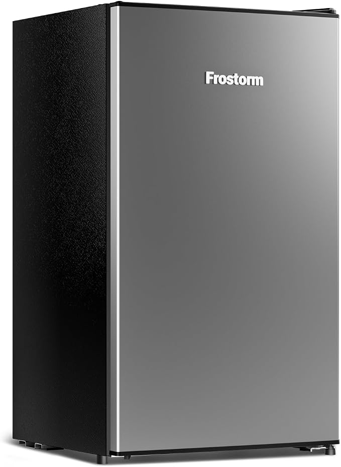 3.2 Cu Ft Mini Fridge with Freezer, Single Door Upright Freezer | Energy Efficient, Large Capacity, Reversible Door, ETL Certified, Small Refrigerator for Bedroom, Office & Dorm, Silver - Image 2