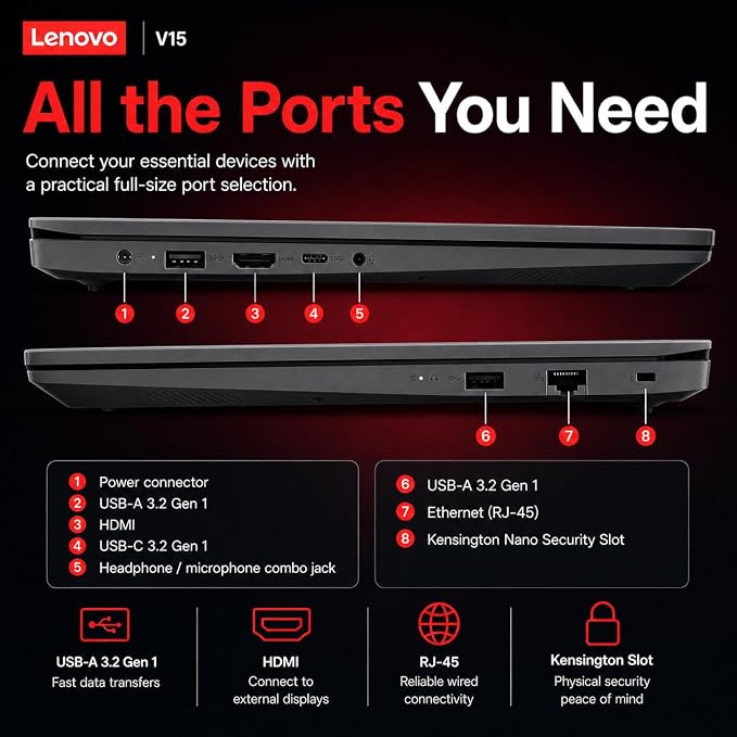 Lenovo New 15.6" FHD Business Laptop(2026-2027 Premium Edition), Intel Powerful Processor, 8GB DDR5, 256GB PCIe, Ultra Slim Design, Wi-Fi 6, 14.5-Hour Battery Life, Windows 11 Pro with MS 365 for Web - Image 6