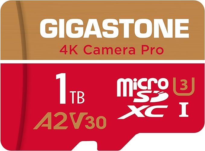 【5-Years Data Recovery】 GIGASTONE 1TB Micro SD Card, 4K Camera Pro, R/W up to by Gigastone