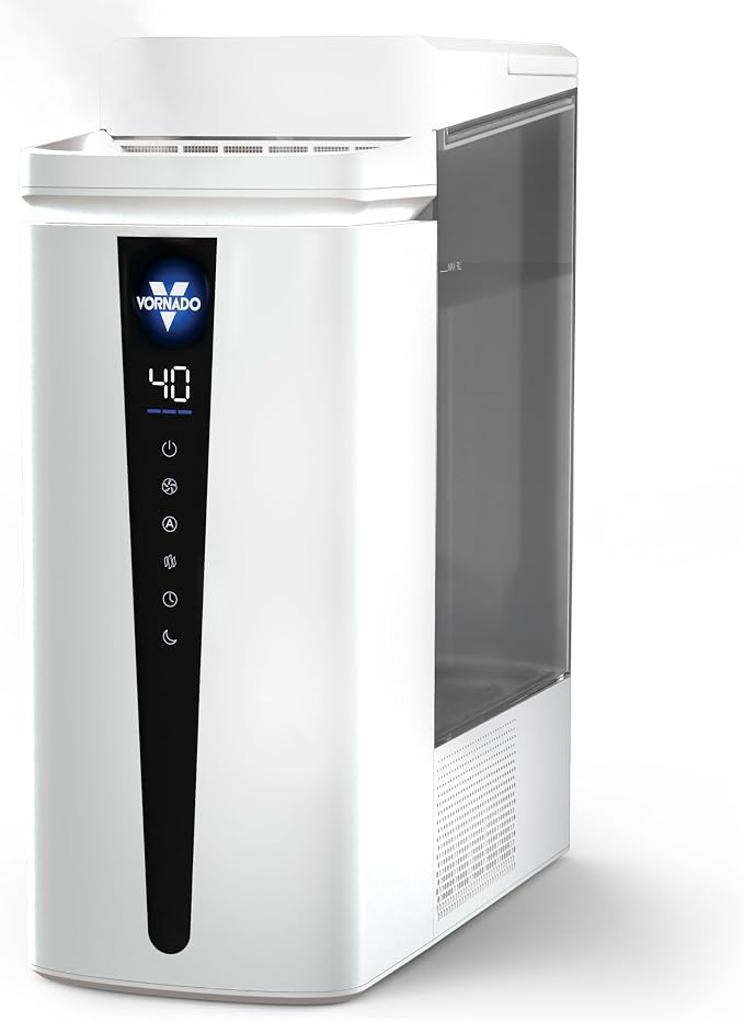 Vornado MISTIC 8 Whole Room Ultrasonic Humidifier, Top-Fill, Aromatherapy, 2-Gallon Tank, 3-Gallon Output, Warm or Cool Mist Humidifier, Automatic Humidity Control, Included Scent Pads by Vornado