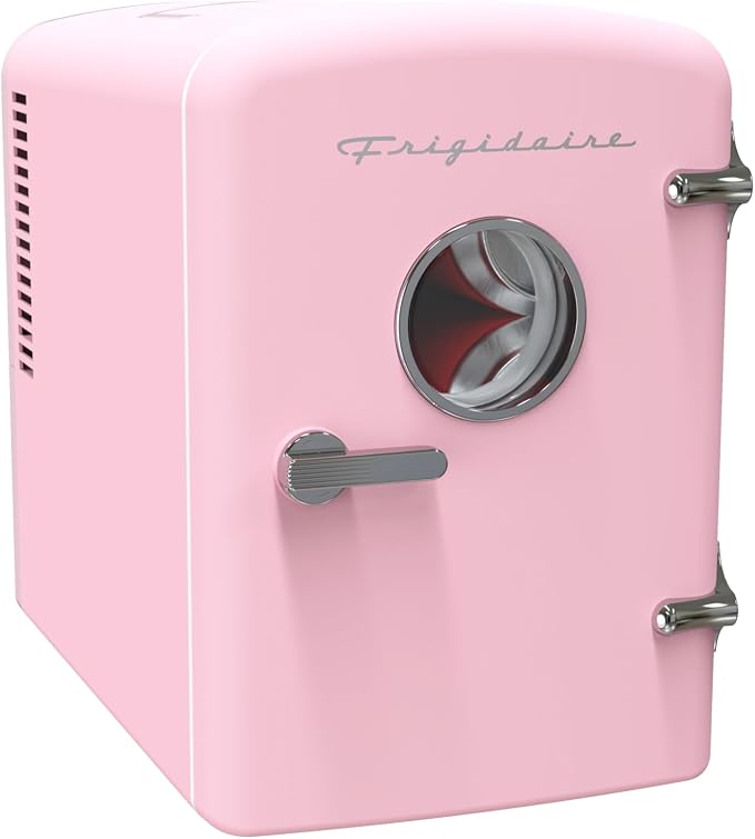 Frigidaire Retro 9-Can Mini Personal Fridge Portable Cooler for Car, Office, Bedroom, Dorm Room, or Cabin, 11.8" D x 7.1" W x 10.1" H, PINK - Image 2