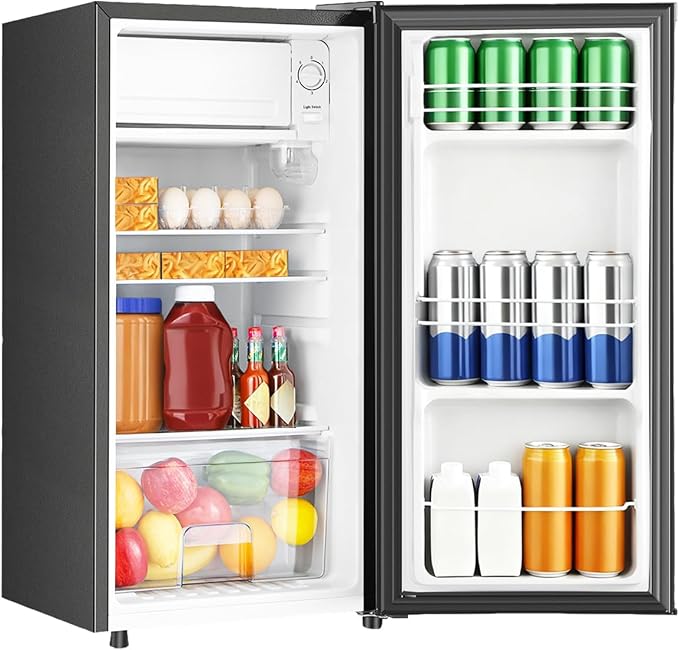 3.1 Cu.Ft Mini Fridge with Freezer, Single Door Mini Refrigerator, 7 Settings Temperature Adjustable, Compact Refrigerator for Apartment,Dorm, Office, Bedroom - Image 2
