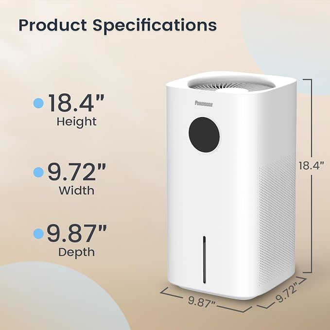 Powerscale MF6 Smart Evaporative Humidifiers for Bedroom, 1.8 Gal Top-Fill, Up to 700mL/h Mist-Free Output, WiFi Smart Touchscreen Control, Auto Filter Dry, Electrolysis Self-Clean, Quiet Sleep Mode - Image 7