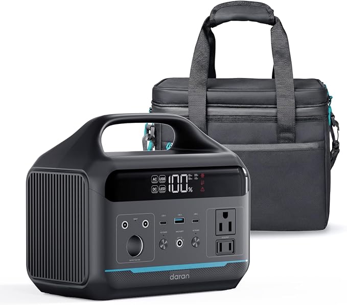 Portable Power Station 192Wh(60,000mAh) with Bag, 300W (600W surge)Power Bank LiFePO4 Battery Backup, Compact Solar Generator 8-Port Design w/2 AC Outlets for Home,RV, Hurricane, Camping,Emergency by DARAN