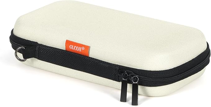Off White Small Travel Electronic Organizer Case - Universal Hard Carrying Case Portable Storage Pouch Bag for Tech Accessories, Cable, Cord, MP3 Players, Card, Car Key Cash, SD Card by GLCON