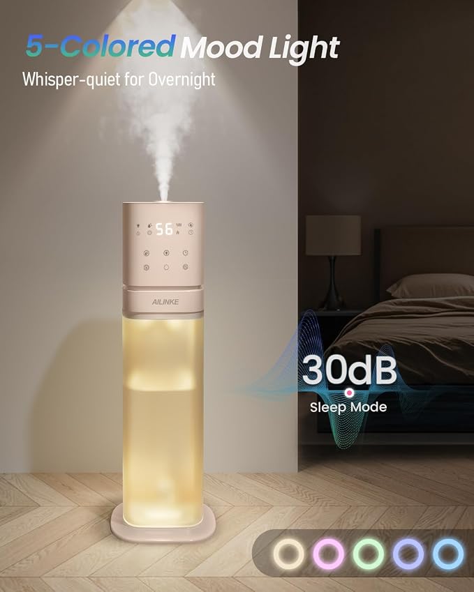 Smart Humidifier Large Room, 2.1Gal/8L Humidifiers for Bedroom with Extended Tube&Night Light, Whole House Cool Mist Humidifiers, WIFI App&Voice Control, Home/Kids/Baby, Pale Pink - Image 8