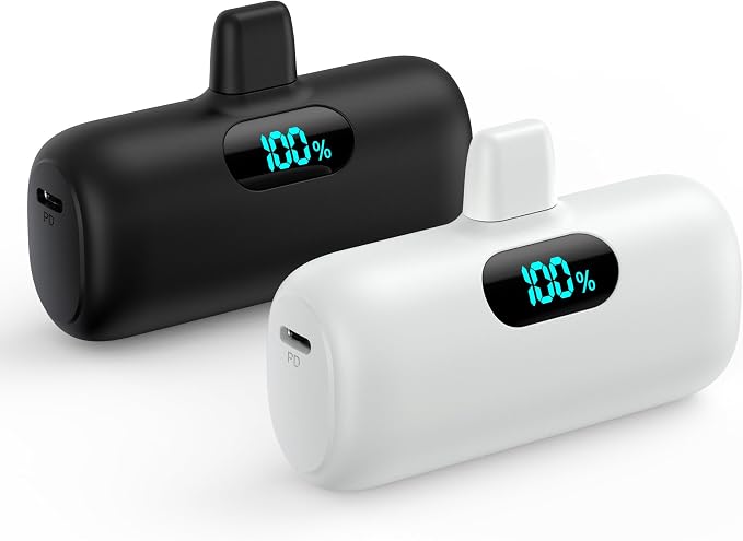 [2 Pack]Small Portable Charger for iPhone,Upgraded 5000mAh PD Fast Charging Power Bank,Cute Mini Portable Phone Charger Battery Pack Compatible with iPhone 14/14 Pro Max/13/13 Pro/12 Pro/11/XR/X/8 etc by Feob