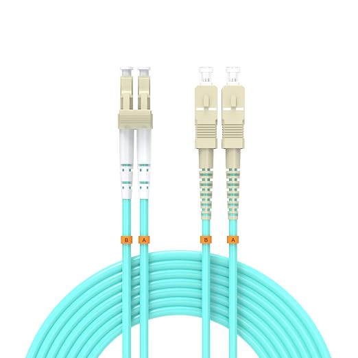 Fiber Patch Cable 2ft/0.6meters LC/UPC to SC/UPC OM3 10Gb/Gigabit MultiMode by Buacoz