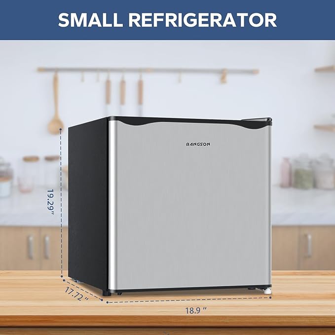 1.7 Cu.Ft Mini Fridge with Freezer for Dorm Office,Silver | Compact Refrigerator Office, Energy Saving Small Fridge Reversible Single Door, Low Noise for Bedroom Small Apartment - Image 6