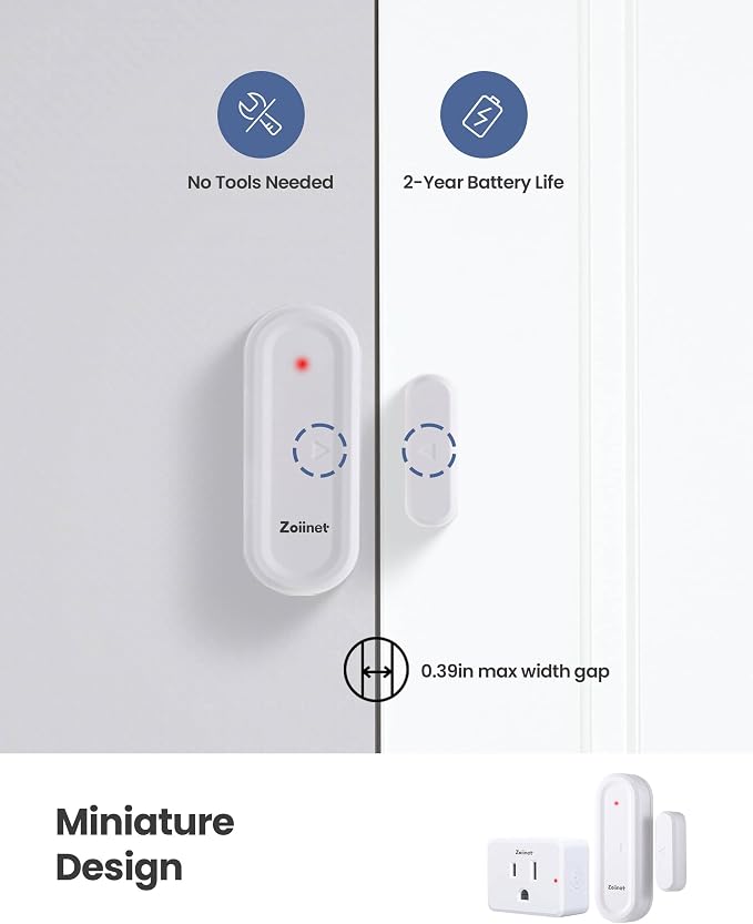 Zoiinet Door Sensor Outlet Plug Kit, Wireless Mini Contact Window Sensor - Image 5