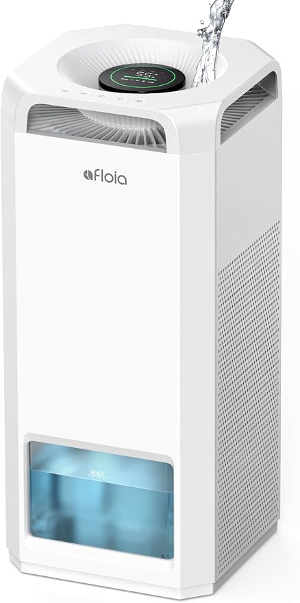 Afloia Air Purifier and Humidifier Combo in One-Cool Mist Evaporative for Home Bedroom Large Roome up tp 3000ft², with Humidity&Air Quality Sensor, Remove Pets Hair Mold Dust Odor Pollen Smoke, White by Afloia