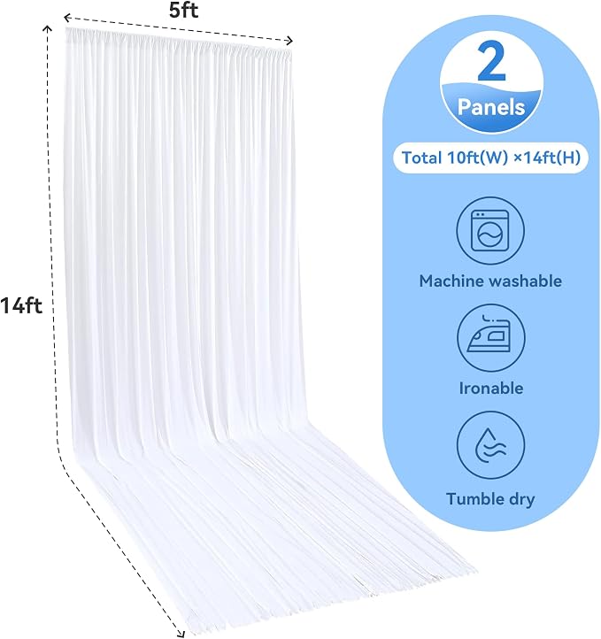 14ft x 10ft White Backdrop Curtains - Image 5