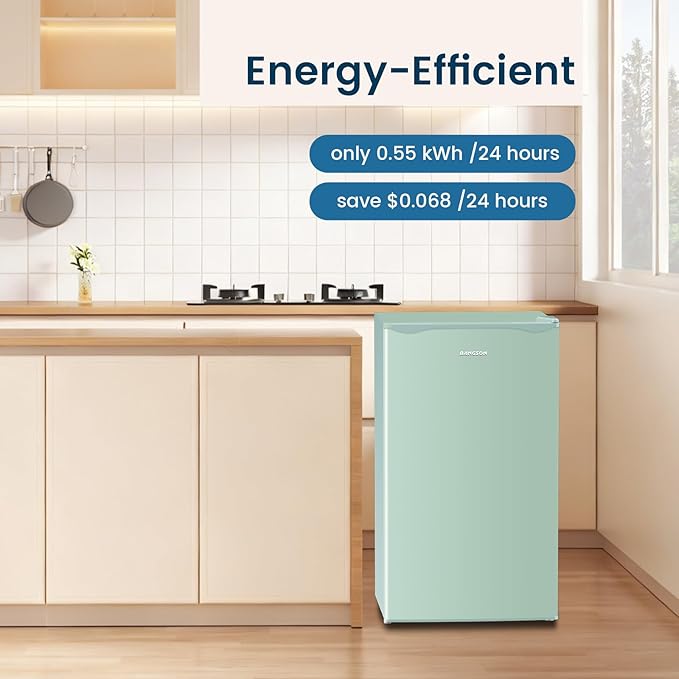 Mini Fridge with Freezer 3.2 Cu.Ft for Bedroom and Office Green | Single Door, Small Refrigerator, Energy-efficient, Low Noise, Mini fridge for Dorm - Image 5
