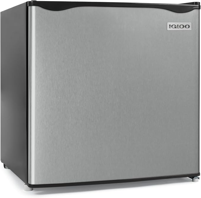 Igloo 1.6 Cu.Ft Mini Fridge with Freezer - Single Door Compact Refrigerator with Glass Shelves for Homes, Dorms & Offices - Keep Drinks & Frozen Foods Cool with Temperature Control Fridge - Platinum by Igloo