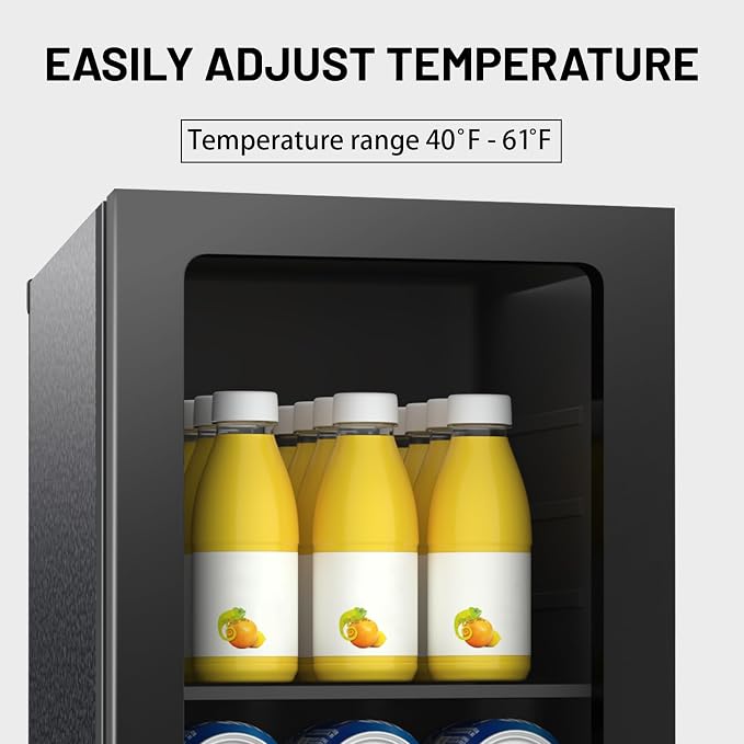 DOGHLY 0.9 Cu.ft Mini Fridge Solid Door, 24 Cans Beverage Refrigerator | Drink Fridge for Soda Beer Wine, Manual Temperature Control, Removable Shelf, Quiet Beverage Cooler for Office, Dorm, Bar - Image 4