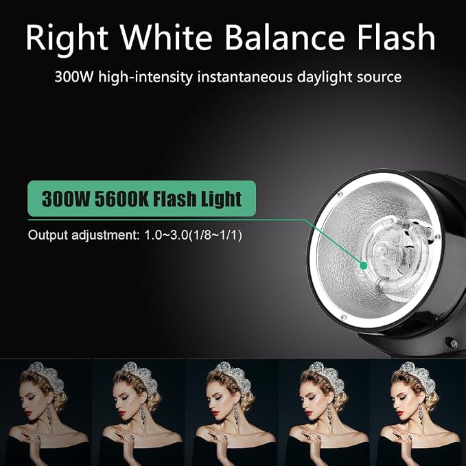 Godox 600W Professional Studio Strobe Lights Kit, 2X 300W 5600K Monolights - Image 2