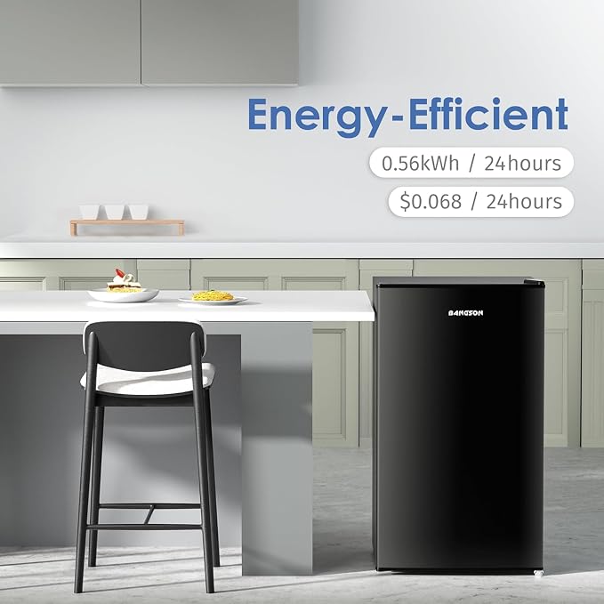 Mini Fridge with Freezer, 3.2Cu.Ft, Single Door Small Refrigerator, Energy-efficient, Low Noise, Mini fridge for Bedroom Dorm and Office, Black - Image 5