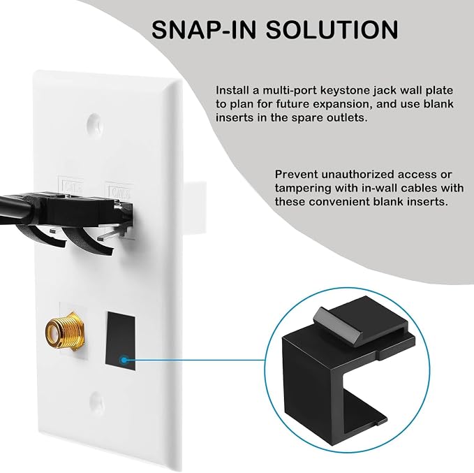 Jadaol 20-Pack Blank Keystone Jack Inserts, Keystone Port Dust Covers, Filler - Image 3