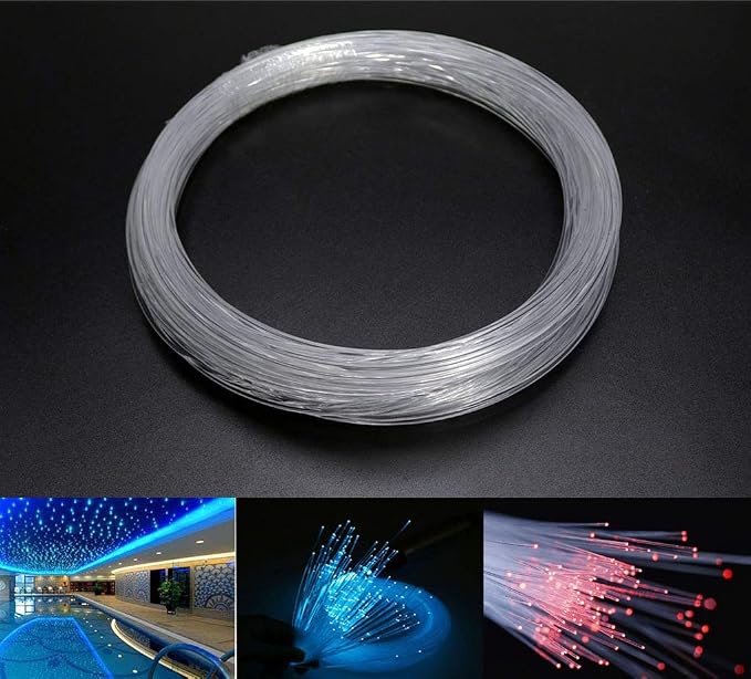AZIMOM PMMA Plastic End Glow Fiber Optic Cable 1.5mm 50m/Roll by AZIMOM