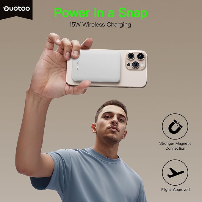 Ouotoo New for Magsafe Portable Charger,5000mAh Power Bank with Type-C 20W PD Fast Charging Travel, Lightweight and Slim, LED Display for Magsafe Battery Pack for iPhone 17/16/15/14/13/12 All Series - Image 2