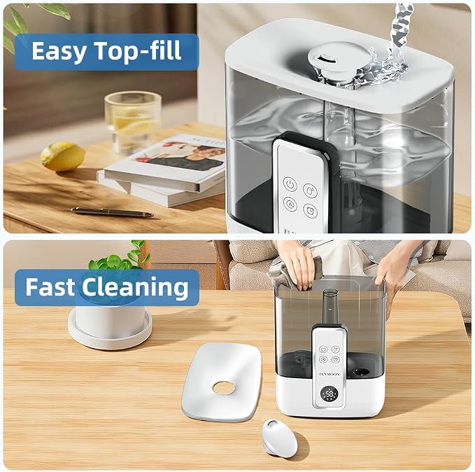 FLYMOON Mist Humidifier for Bedroom, Humidifier with Top Fill, 5L Water Tank, Leak-Proof, 28dB, Tuya App Control, Humidifiers for Large Room, Home, Plants,White - Image 7