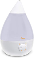 Crane White Drop Ultrasonic Cool Mist Teardrop Humidifier, 1 Gallon Tank, Baby Humidifier for Nursery, Bedroom, Plants, Office, Adjustable Mist Levels by Crane