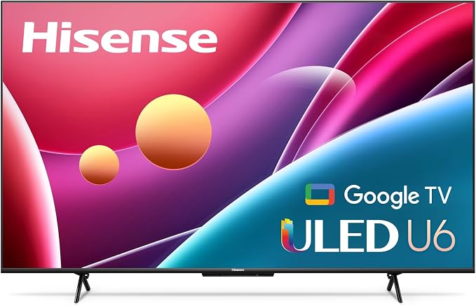 Hisense ULED 4K Premium 55U6H Quantum Dot QLED Series 55-Inch Smart Google TV, Dolby Vision Atmos, Voice Remote, Compatible with Alexa (2022 Model), Black by Hisense