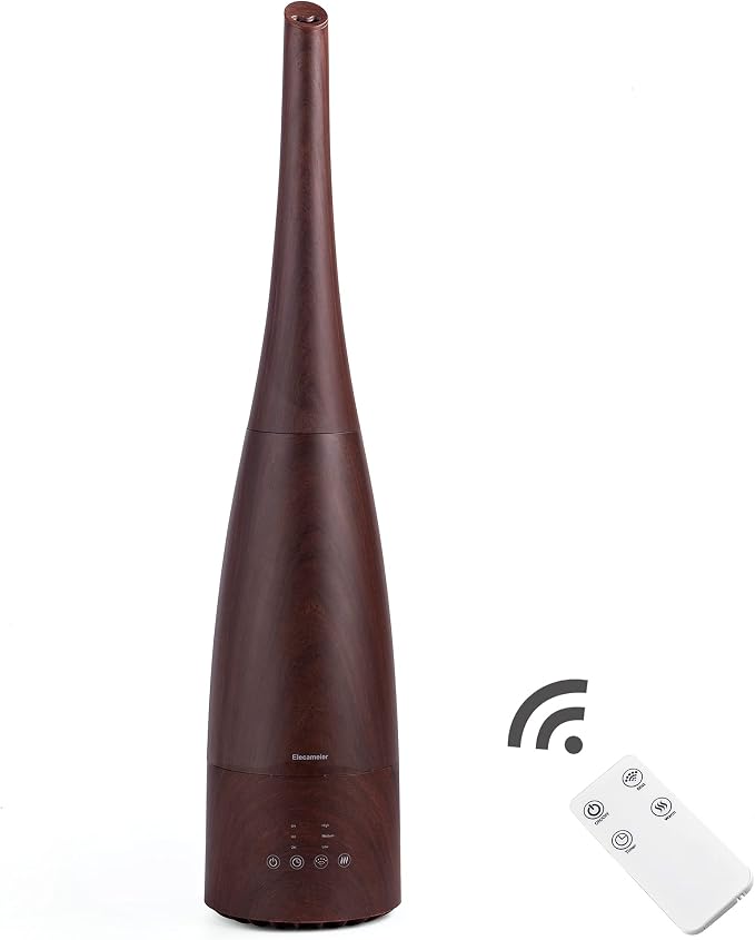 Cool Mist Humidifier，Elecameier Air humidifier for Home/Bedroom with Remote Control 2.3L Smart Air Humidifier for Desk/Office/Bedroom 25dB Whisper Quiet with Auto Shut off dark wood by Elecameier