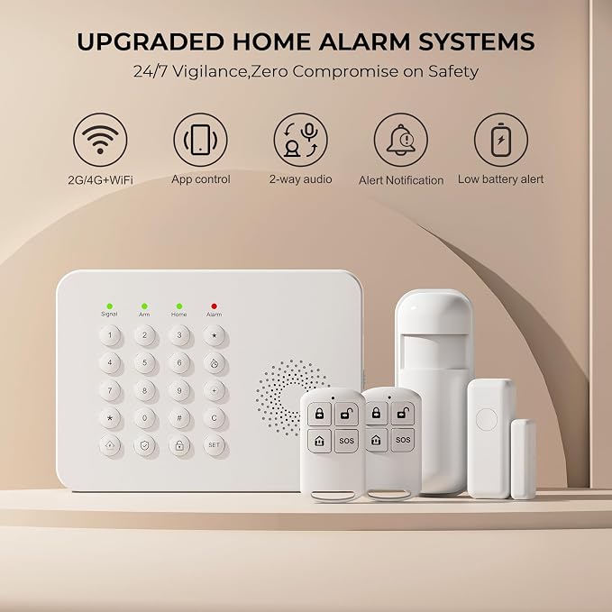 Home Security System with WiFi/4G Phone App Alerts Alarm System, Door Window - Image 2