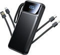 Power Bank, Portable Charger with Built in Cable 22.5W Fast Charging Battery Pack 10000mAh Slim 6 Outputs 3 Inputs LED Display Phone Charger for iPhone Samsung Pixel Moto iPad Travel Essential Gift by Aioneus