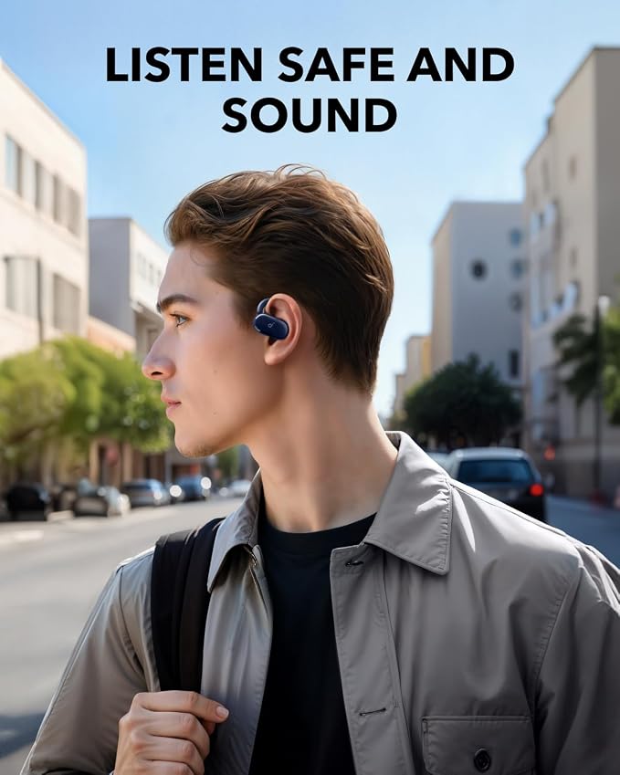 Soundcore V20i by Anker Open Ear Earbuds, Open Ear Headphones True Wireless | Adjustable Hooks, Ultra-Comfort, Snug Fit, Power Sound, Clear Calls, IP55, 36H Playtime, Bluetooth 5.4, Multipoint Connection - Image 4
