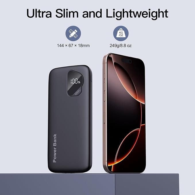2026 2-Pack 12800mAh Portable Charger with Built in Cables, Travel Essential Battery Pack, 4 Outputs 2 Inputs Slim Power Bank with Cord Wires for iPhone 17/16/15/14, Samsung Galaxy S23/22, Pixel etc - Image 4