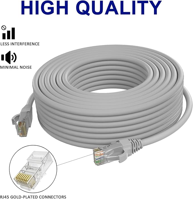 Adoreen Cat 6 Ethernet Cable 75 Ft-Gray, Outdoor & Indoor Snagless Long Round - Image 3
