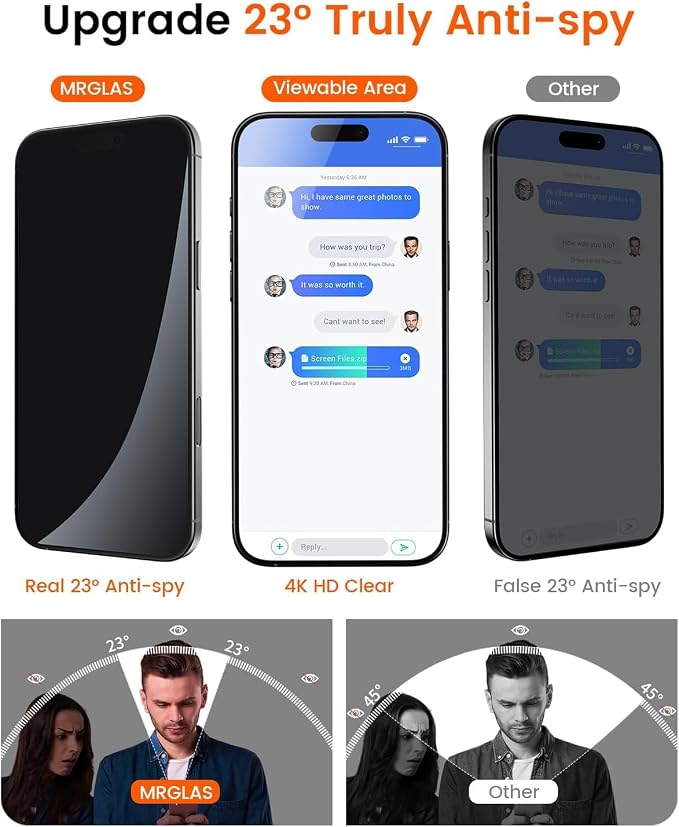 MRGLAS 4-Pack TOP 9H+ Glass for iPhone 16 Plus Privacy Screen Protector UNBREAK - Image 3