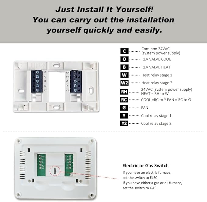 Multi Stage Thermostat for Home Cooling and Heating, 2 Heat/2 Cool, Super Clear - Image 5