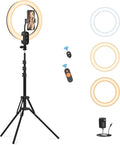 12" Selfie Ring Light with 63" Tripod Stand/Phone Holder, QEUOOIY 20W LED by QEUOOIY