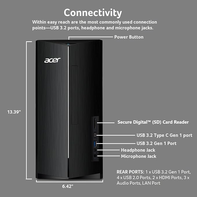 Acer Aspire Business Desktop | 16GB DDR5 RAM, 1TB Storage(512GB SSD & 500GB HDD) | Intel 4-core i3 (Beat i5-12400T) | WiFi6+Bluetooth5.1 | Keyboard+Mouse | Windows 11 Pro - Image 5